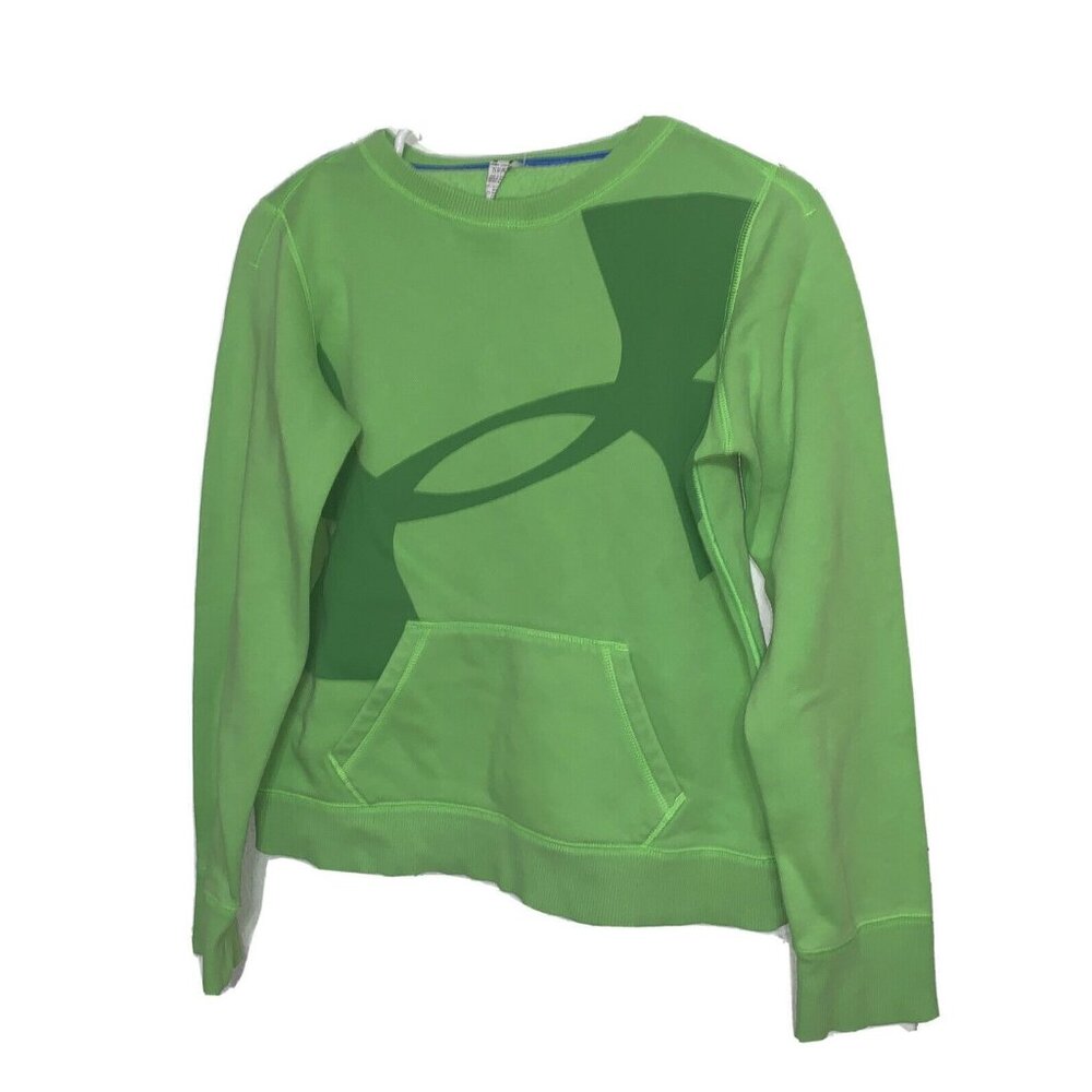 Girls Under Armour Youth Pullover Sweatshirt Sz L Green Big Logo